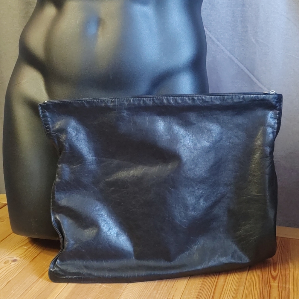 Mo851 Men's Leather Envelope Clutch Black
